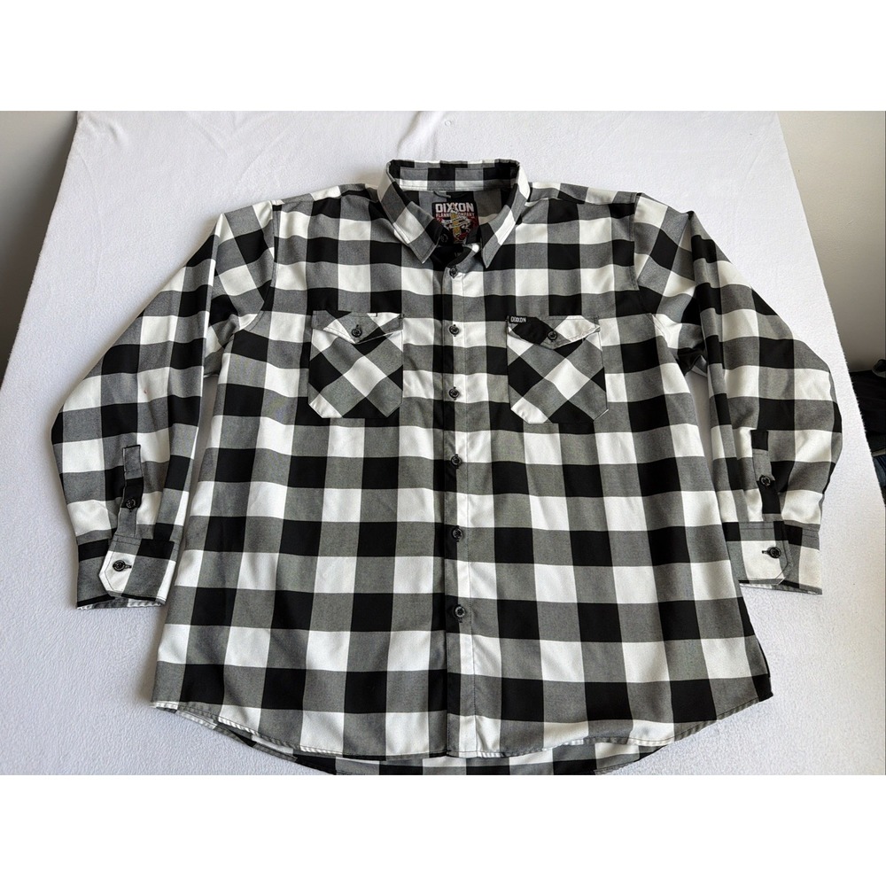 Dixxon Flannel Co Mens The Gringo 10 Years Flannel Shirt Black White 4XL